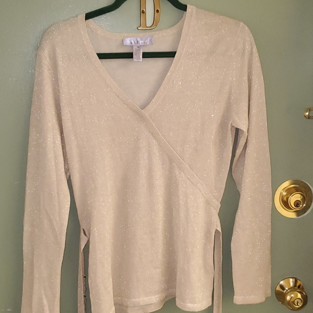 Long sleeve gold cardigan wrap NBW